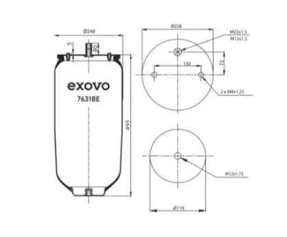 Пневморессора EXOVO Schmitz MRH2/MRH3 (без стакана) (76318E)(П2964)