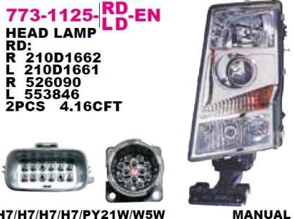 Фара правая электрорегулировка квадратный разъем VOLVO (7731125RLDEMN) (Опт6075)