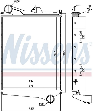 Интеркулер Volvo FM-7/9/12 907x708x64 290 250-480HP (M4972002)(д7182)