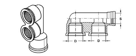 Фитинг F-обр P5F16F16 (INF11P5F16F16) (Пн6891)