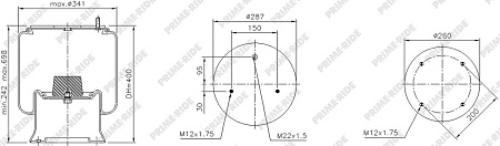 Пневморессора Simpeco Schmitz MRH2/MRH3 (SP21010014)(П3140)