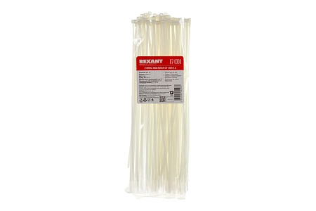 Хомут 200x4 мм  (100шт) белый Rexant (13310) (р4001)