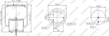 Пневморессора Simpeco со стаканом (2шп+возд.) (SP21028014)(П3139)